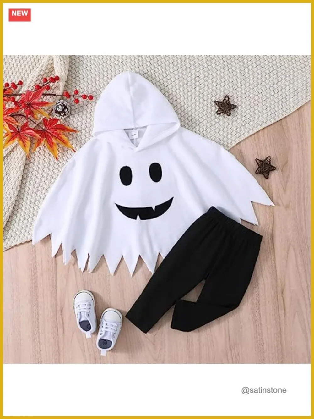 Toddler Ghost Halloween Costume Hooded Cloak with Pants Cotton Blend